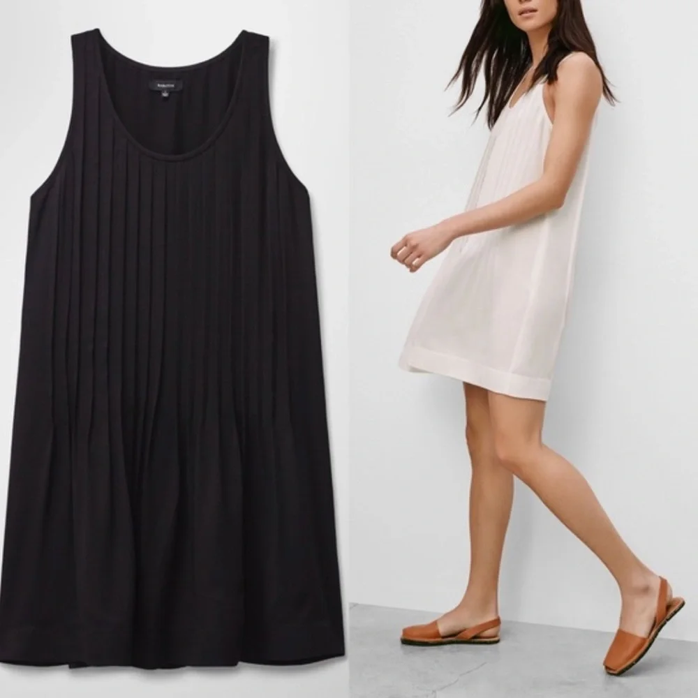 Aritzia Babaton Ilja Pleated Black Dress in Black - Picture 1 of 11